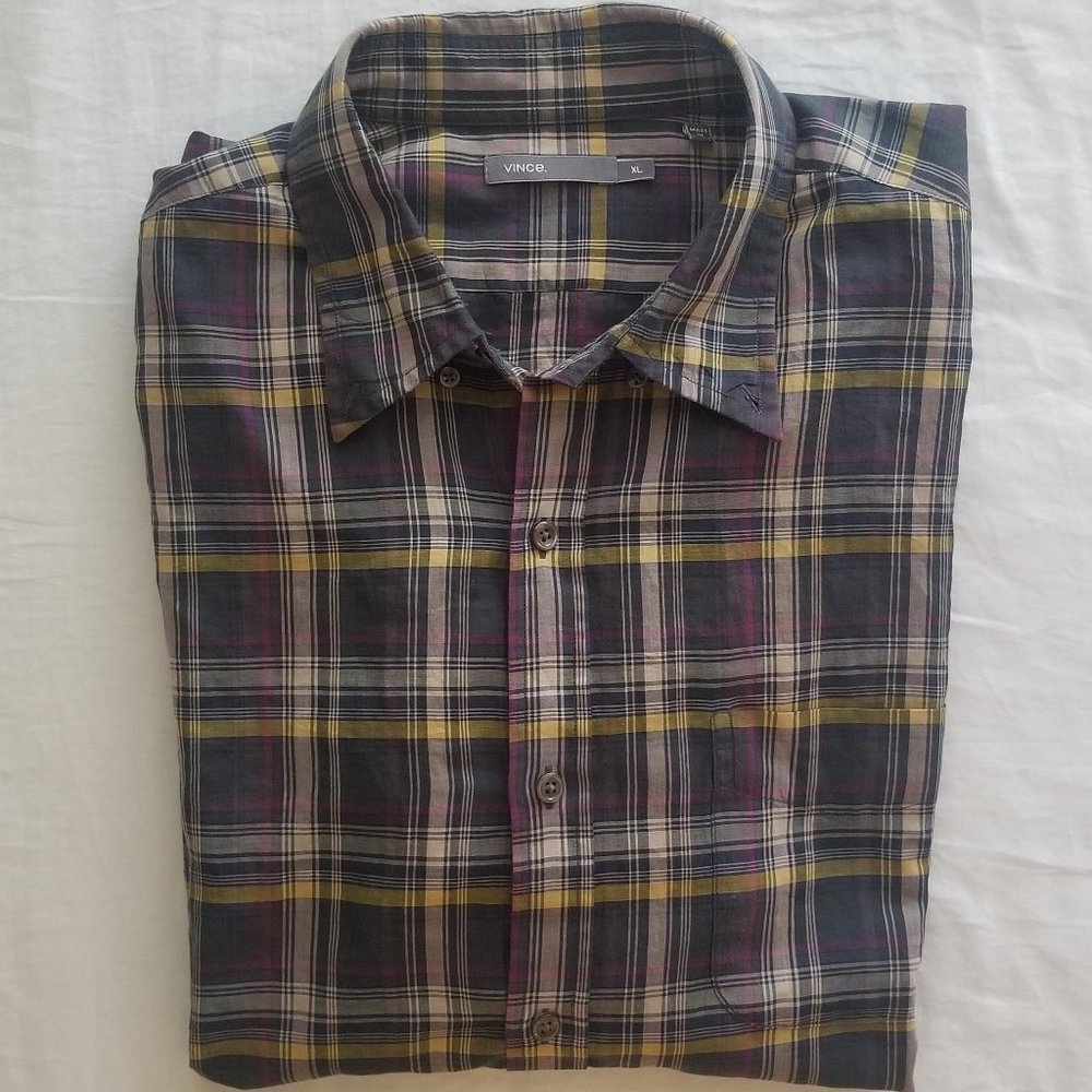 Vince- Plaid Button-Up, Long Sleeve Shirt